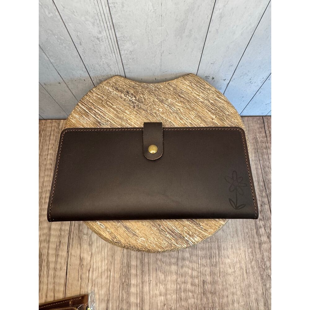 Genuine Leather Wallet DARK BROWN Leather REAL LEATHER Wallet FAST SHIP